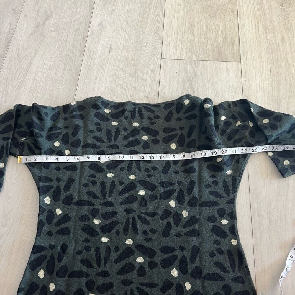 Field flower Anthropologie green floral pullover sweater knot top long sleeve si - Picture 5 of 8